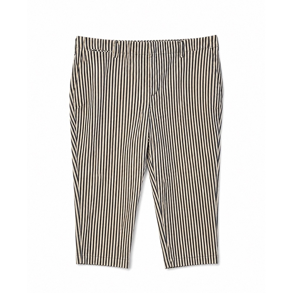 Lands End Womens 24W Navy White Striped Straight Leg High Rise Pants 543439